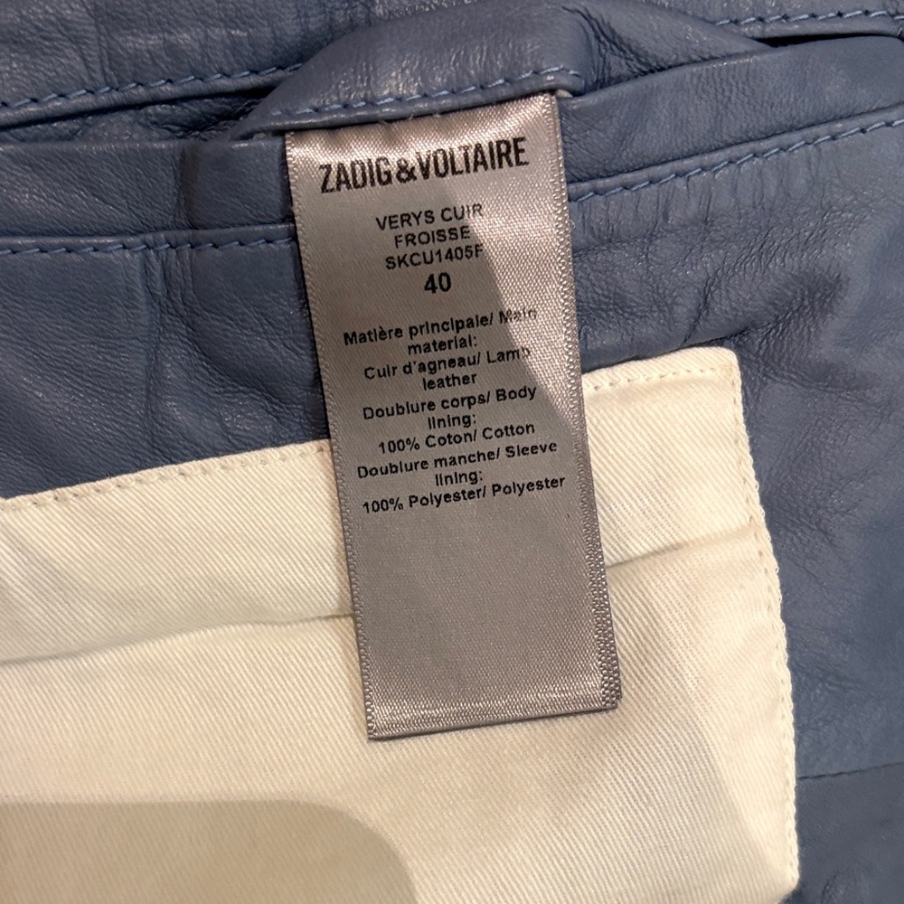 Zadig & Voltaire Powder Blue Leather Jacket - Picture 4 of 5